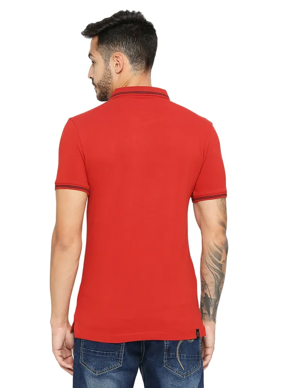 Being Human Regular Fit Men Polo Neck T-Shirts-Brick