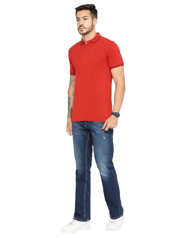 Being Human Regular Fit Men Polo Neck T-Shirts-Brick