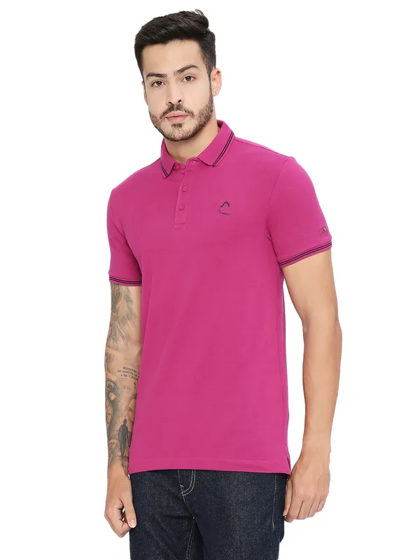 Being Human Regular Fit Men Polo Neck T-Shirts-Fuchsia