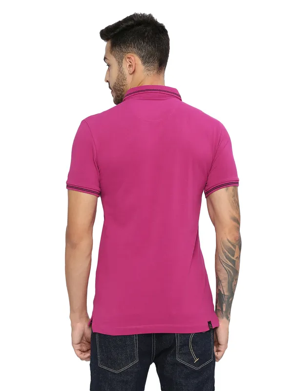 Being Human Regular Fit Men Polo Neck T-Shirts-Fuchsia