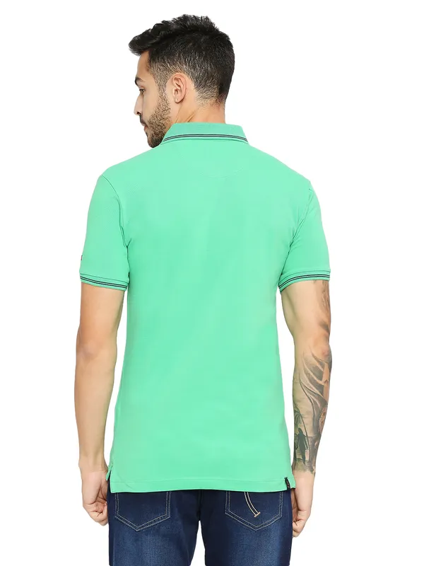 Being Human Regular Fit Men Polo Neck T-Shirts-Sea Green