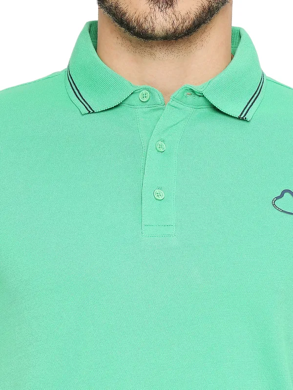 Being Human Regular Fit Men Polo Neck T-Shirts-Sea Green