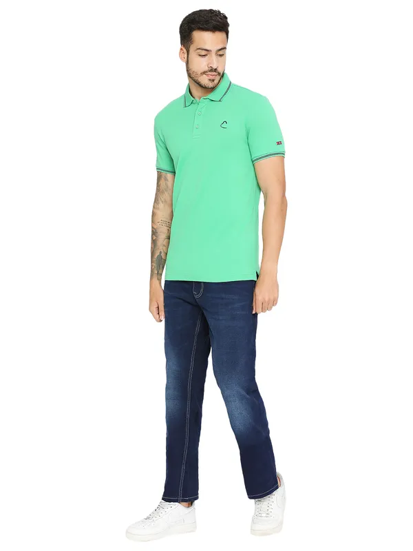 Being Human Regular Fit Men Polo Neck T-Shirts-Sea Green