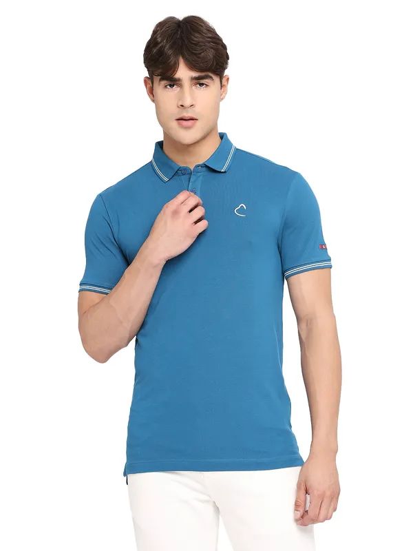 Being Human Regular Fit Men Polo Neck T-Shirts-Teal