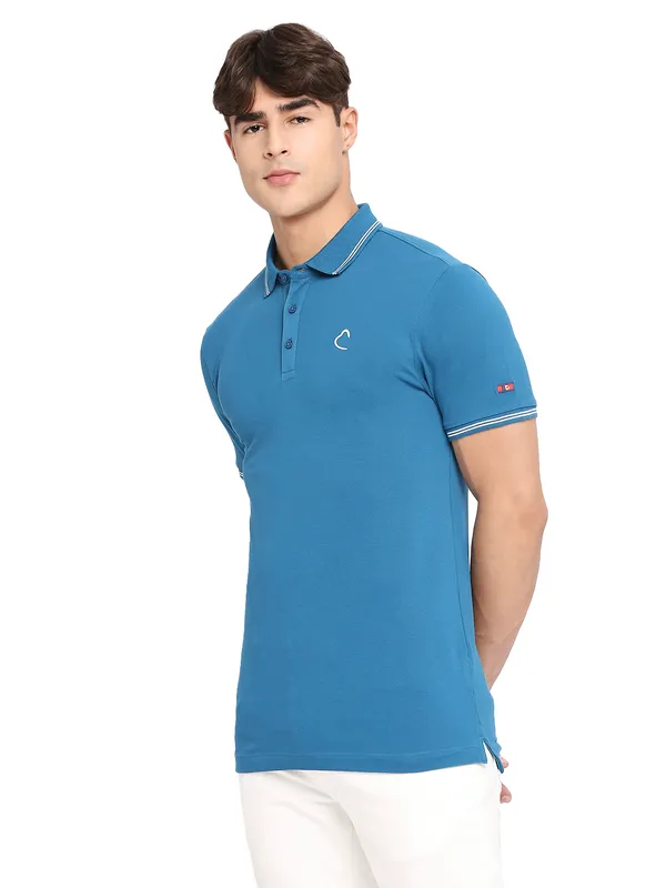 Being Human Regular Fit Men Polo Neck T-Shirts-Teal