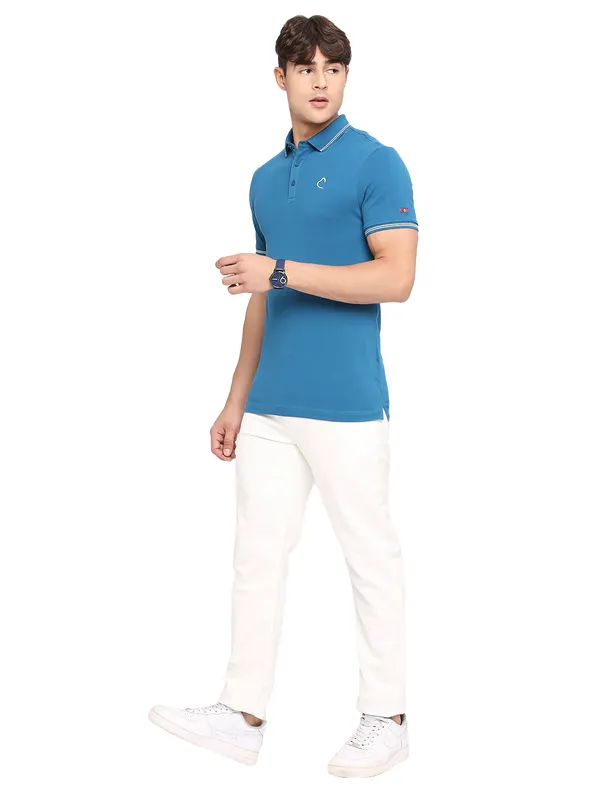 Being Human Regular Fit Men Polo Neck T-Shirts-Teal