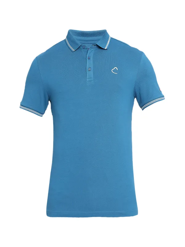 Being Human Regular Fit Men Polo Neck T-Shirts-Teal