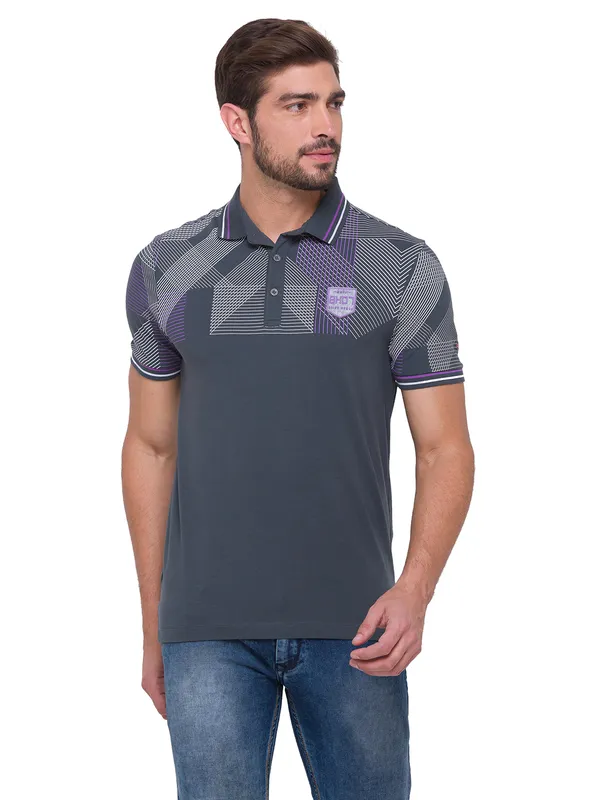 Being Human Clothing Men Regular Fit Polo Neck T-Shirts-Charcoal