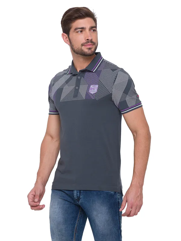 Being Human Clothing Men Regular Fit Polo Neck T-Shirts-Charcoal