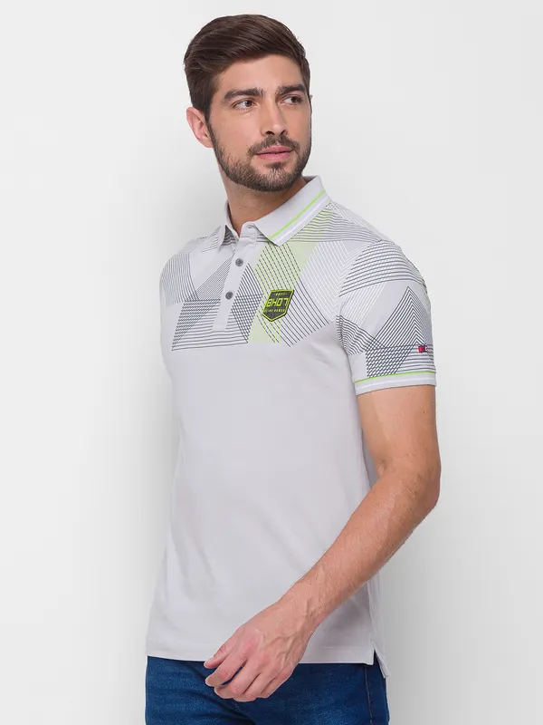 Being Human Clothing Men Regular Fit Polo Neck T-Shirts-Light Grey