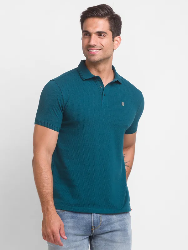 Being Human Clothing Men Regular Fit Polo Neck T-Shirts-Forest Green