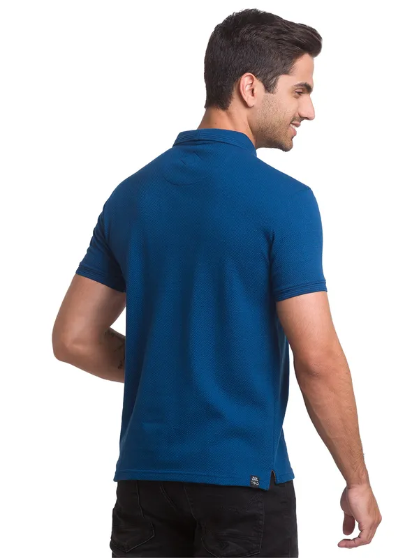 Being Human Clothing Men Regular Fit Polo Neck T-Shirts-Ocean Blue