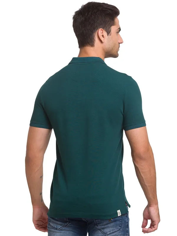 Being Human Slim Fit Men Polo Neck T-Shirts-Forest Green