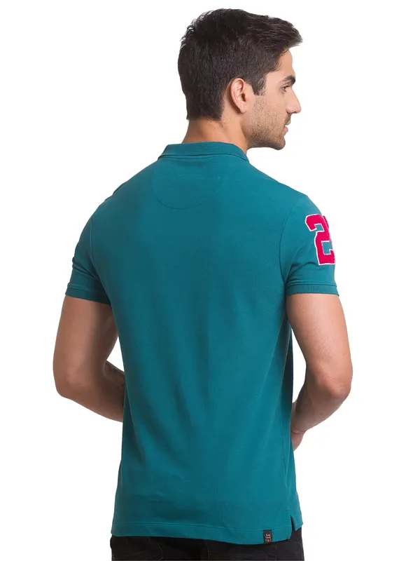 Being Human Slim Fit Men Polo Neck T-Shirts-Dark Teal