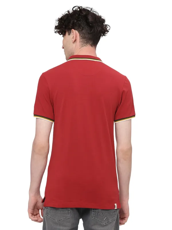 Being Human Clothing Men Regular Fit Polo Neck T-Shirts-Brick