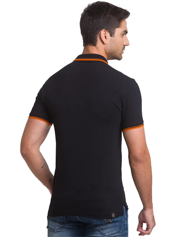 Being Human Regular Fit Men Polo Neck T-Shirts-Black