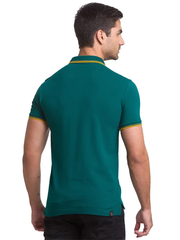 Being Human Regular Fit Men Polo Neck T-Shirts-Forest Green