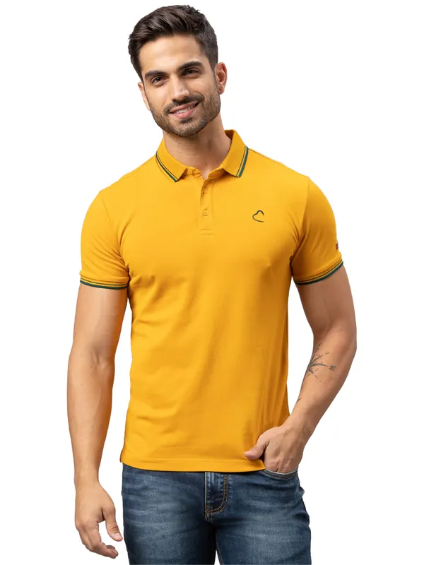 Being Human Regular Fit Men Polo Neck T-Shirts-Mustard