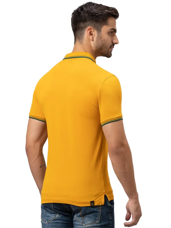 Being Human Regular Fit Men Polo Neck T-Shirts-Mustard