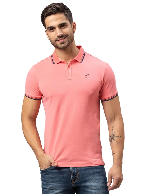 Being Human Regular Fit Men Polo Neck T-Shirts-Terracotta