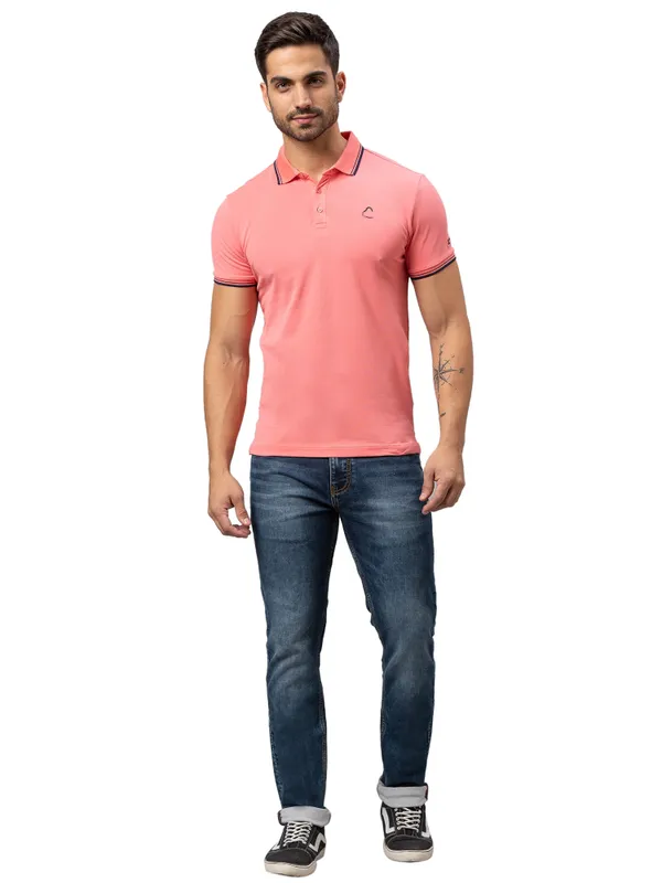 Being Human Regular Fit Men Polo Neck T-Shirts-Terracotta