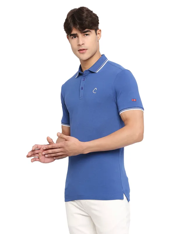 Being Human Regular Fit Men Polo Neck T-Shirts-True Blue