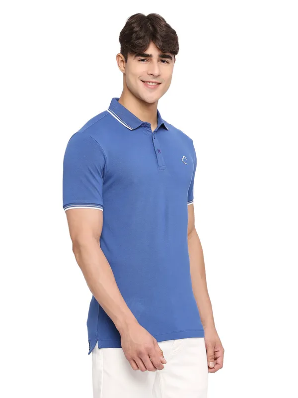 Being Human Regular Fit Men Polo Neck T-Shirts-True Blue