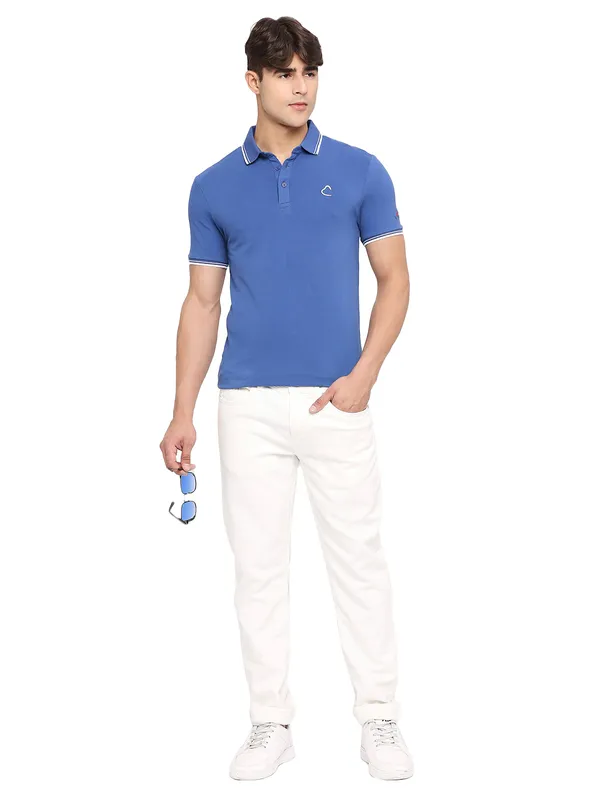 Being Human Regular Fit Men Polo Neck T-Shirts-True Blue