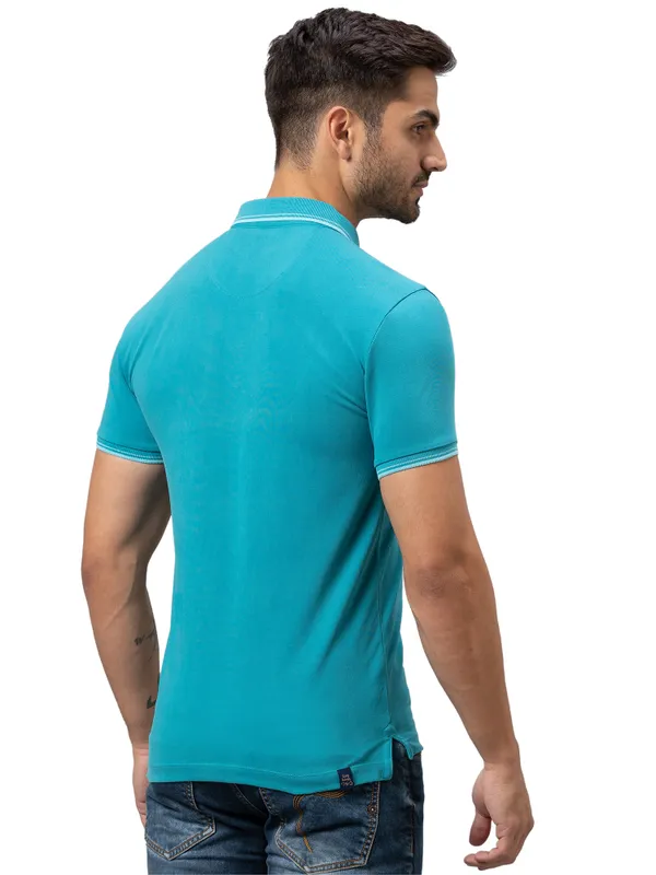 Being Human Regular Fit Men Polo Neck T-Shirts-Turquoise