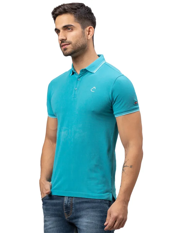 Being Human Regular Fit Men Polo Neck T-Shirts-Turquoise