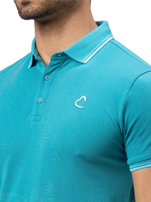 Being Human Regular Fit Men Polo Neck T-Shirts-Turquoise