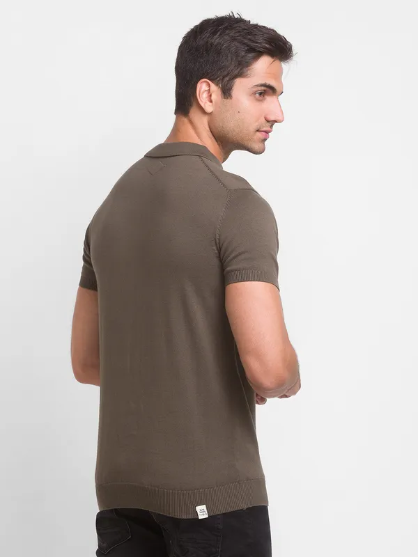 Being Human Regular Fit Men Polo Neck T-Shirts-Lt.Olive