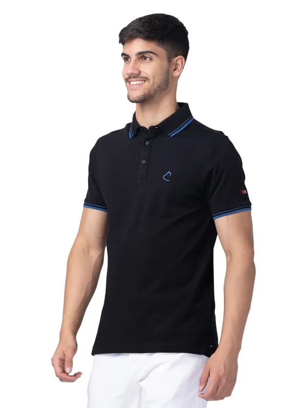 Being Human Clothing Men Regular Fit Polo Neck T-Shirts-Black