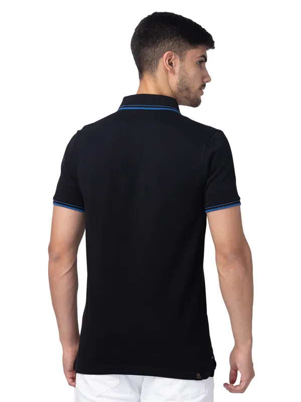 Being Human Clothing Men Regular Fit Polo Neck T-Shirts-Black