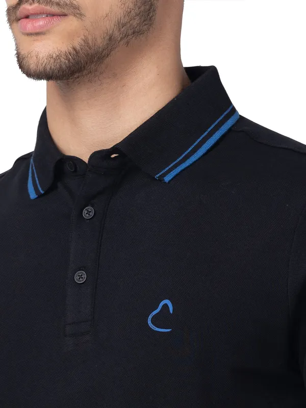Being Human Clothing Men Regular Fit Polo Neck T-Shirts-Black