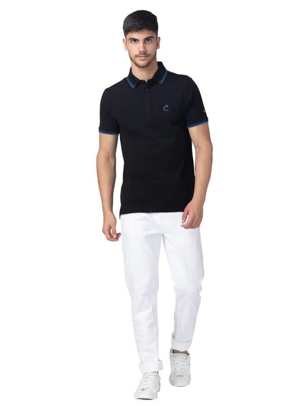 Being Human Clothing Men Regular Fit Polo Neck T-Shirts-Black