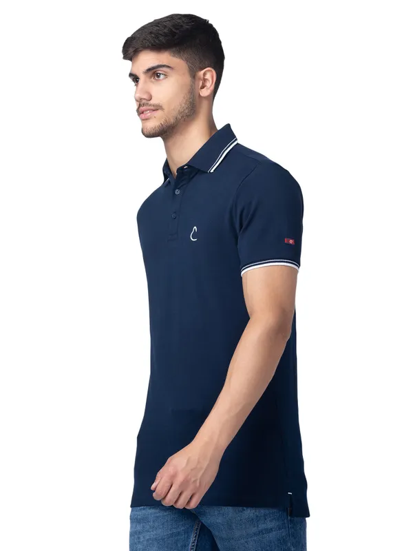 Being Human Clothing Men Regular Fit Polo Neck T-Shirts-Navy