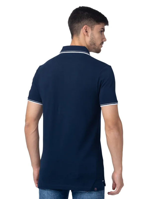 Being Human Clothing Men Regular Fit Polo Neck T-Shirts-Navy