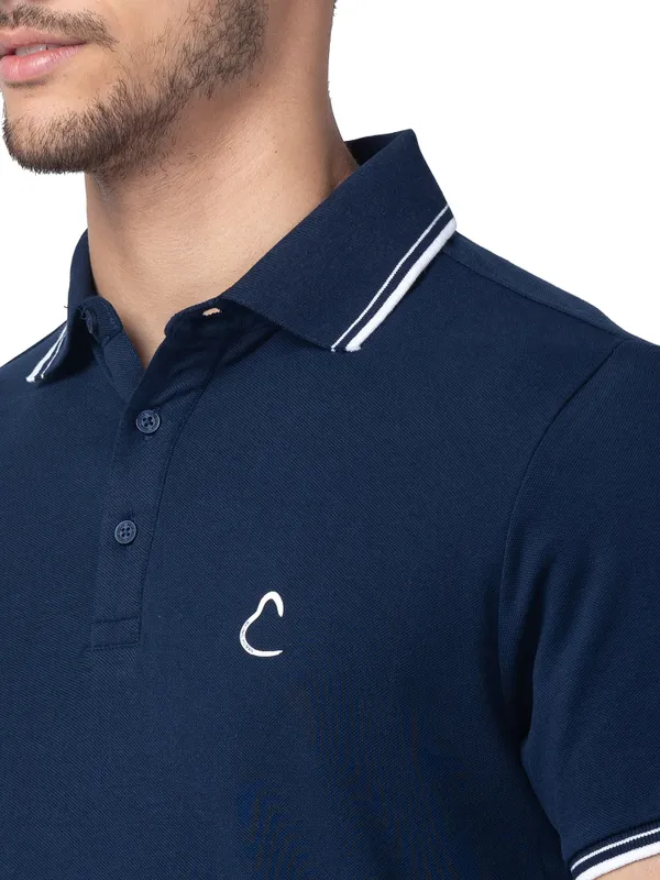 Being Human Clothing Men Regular Fit Polo Neck T-Shirts-Navy