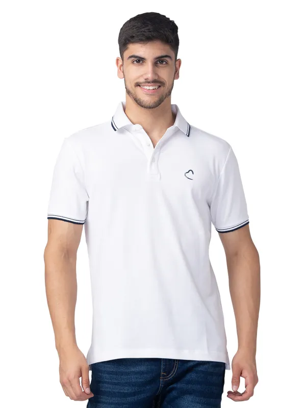 Being Human Clothing Men Regular Fit Polo Neck T-Shirts-White