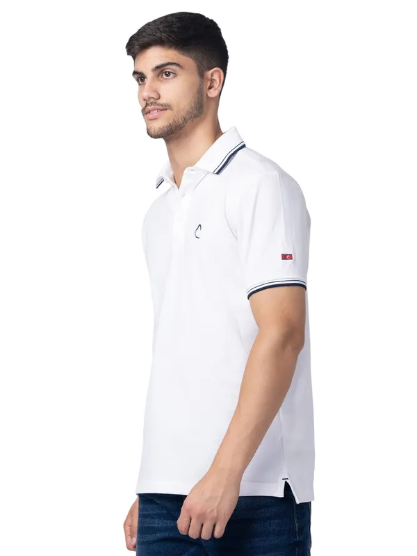 Being Human Clothing Men Regular Fit Polo Neck T-Shirts-White