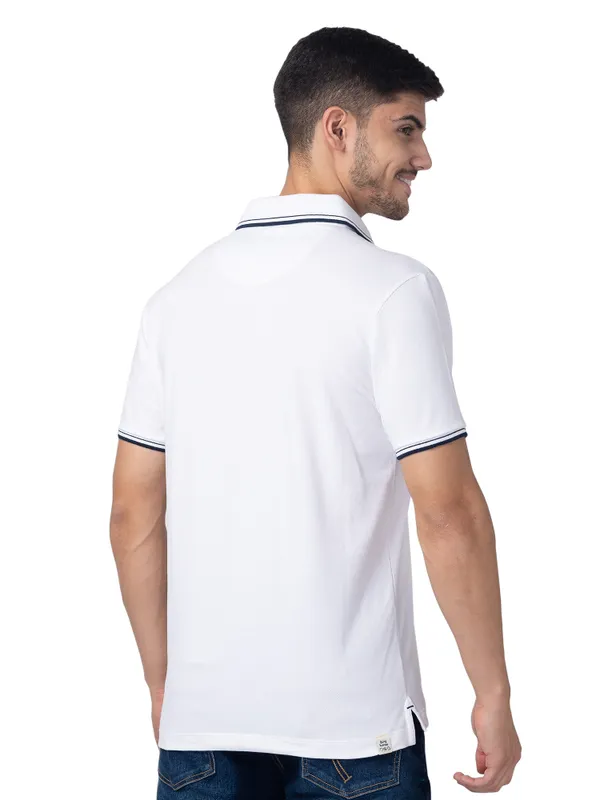 Being Human Clothing Men Regular Fit Polo Neck T-Shirts-White