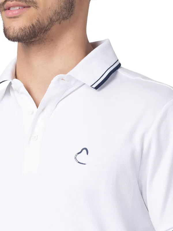 Being Human Clothing Men Regular Fit Polo Neck T-Shirts-White