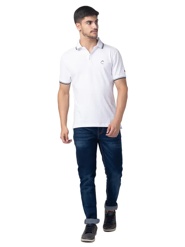 Being Human Clothing Men Regular Fit Polo Neck T-Shirts-White