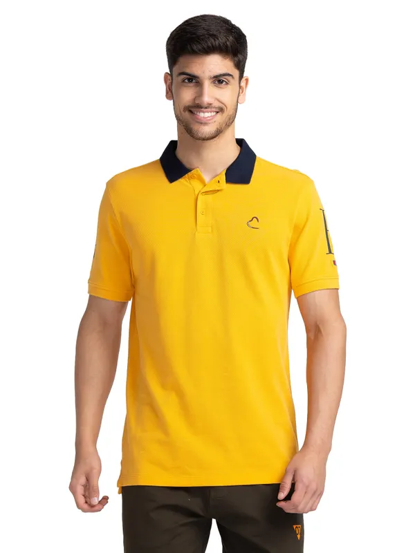 Being Human Regular Fit Men Polo Neck T-Shirts-Beeswax