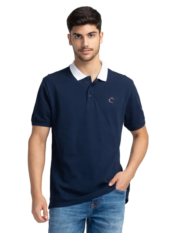 Being Human Regular Fit Men Polo Neck T-Shirts-Navy
