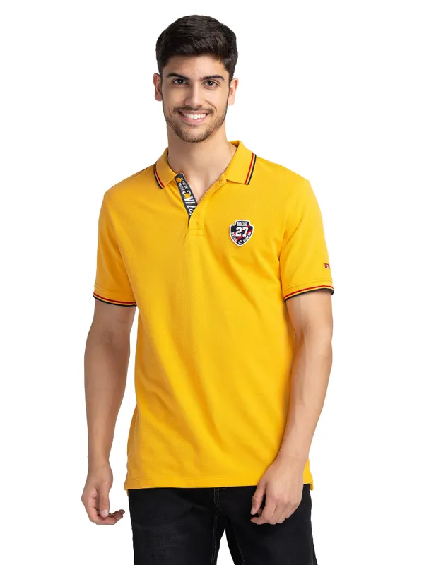Being Human Clothing Men Regular Fit Polo Neck T-Shirts-Beeswax