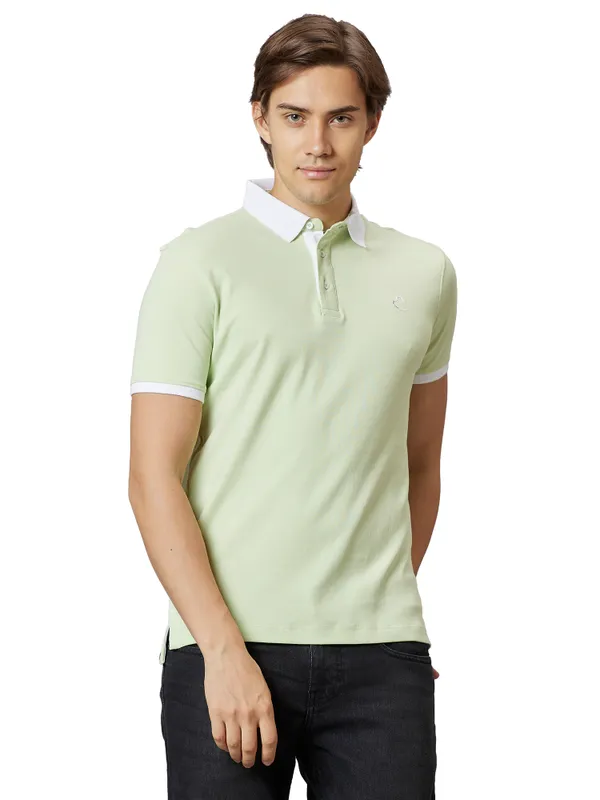 Being Human Regular Fit Men Polo Neck T-Shirts-Peper Mint