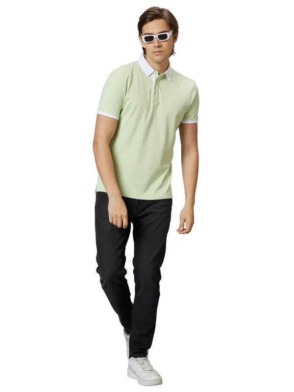 Being Human Regular Fit Men Polo Neck T-Shirts-Peper Mint