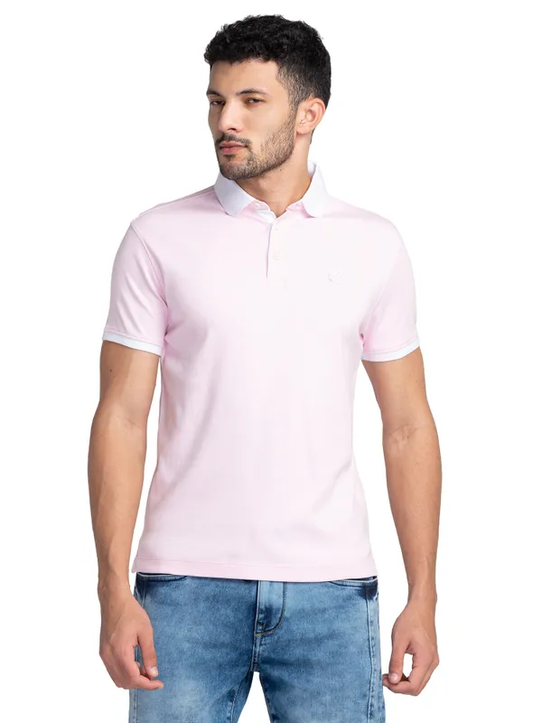 Being Human Regular Fit Men Polo Neck T-Shirts-Pink